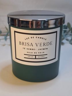 Brisa Verde Vela Té Verde y Jazmín | Vela de Soja Natural | Luz de Candle