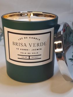 Brisa Verde Vela Té Verde y Jazmín | Vela de Soja Natural | Luz de Candle