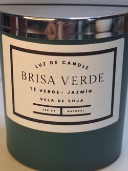 Brisa Verde Vela Té Verde y Jazmín | Vela de Soja Natural | Luz de Candle