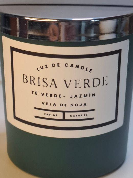 Brisa Verde Vela Té Verde y Jazmín | Vela de Soja Natural | Luz de Candle