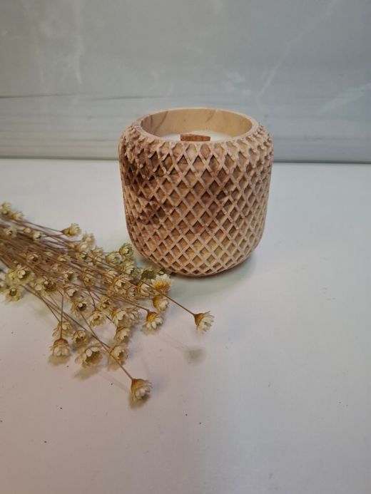 Vela de Cera de Soja con Diseño Natural y Aroma Relajante |  Luz de Candle l Diseño rombos