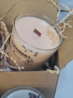 Pack de 4 Velas Artesanales Grandes con Aromaterapia | Mecha de Madera y Minerales Naturales