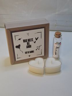 Pack Quemador de Wax Melts Blanco con Corazones Pintados a mano