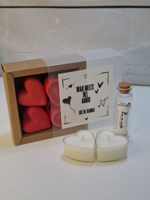 Pack Quemador de Wax Melts Blanco con Corazones Pintados a mano