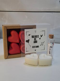 Pack Quemador de Wax Melts Blanco con Corazones Pintados a mano