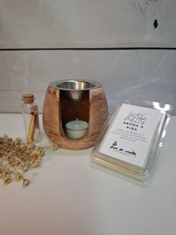 Quemador de Wax Melts Artesanal de Resina Ecológica con Vela de Soja – Pack Completo