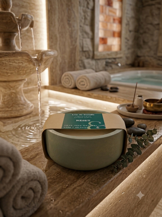 Reset | Vela Eucalipto y Limón - Cera de Soja Natural | Hotel & Spa