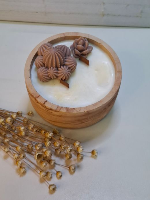 Vela Artesanal de Cera de Soja Ecológica en Recipiente de Resina Color Terracota