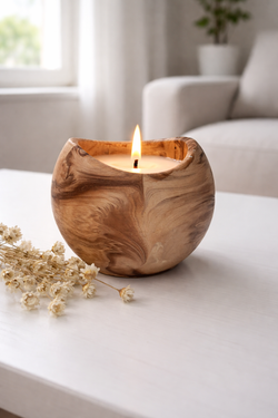 Vela Artesanal de Cera de Soja Natural en Recipiente de Resina Ecológica Color Terracota – Hecha a Mano