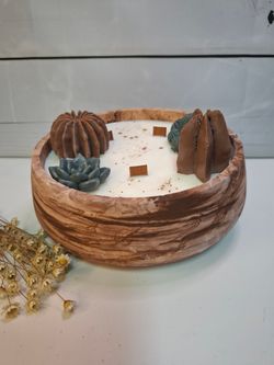 Vela Artesanal Ecológica de Soja en Recipiente de Resina Natural | Luz Orgánica