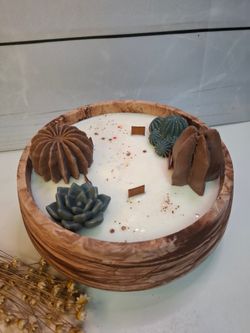 Vela Artesanal Ecológica de Soja en Recipiente de Resina Natural | Luz Orgánica