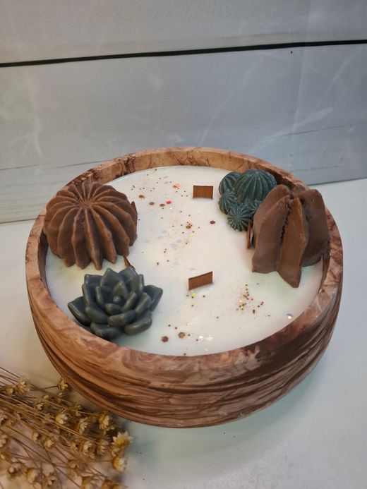 Vela Artesanal Ecológica de Soja en Recipiente de Resina Natural | Luz Orgánica