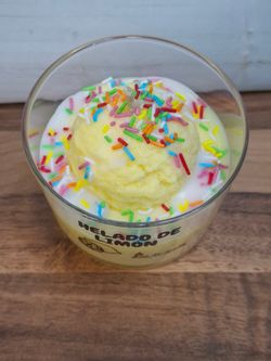 Velas Helado Artesanales | Cera de Soja 100% Natural | Limón, Mango, Frutos del Bosque y Chocolate