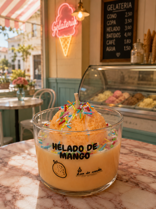 Velas Helado Artesanales | Cera de Soja 100% Natural | Limón, Mango, Frutos del Bosque y Chocolate