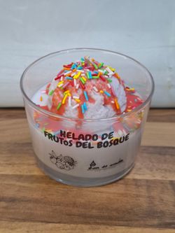 Velas Helado Artesanales | Cera de Soja 100% Natural | Limón, Mango, Frutos del Bosque y Chocolate