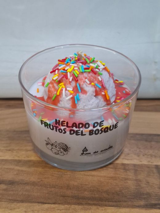 Velas Helado Artesanales | Cera de Soja 100% Natural | Limón, Mango, Frutos del Bosque y Chocolate