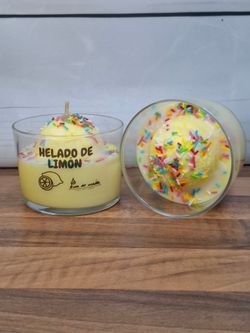 Velas Helado Artesanales | Cera de Soja 100% Natural | Limón, Mango, Frutos del Bosque y Chocolate