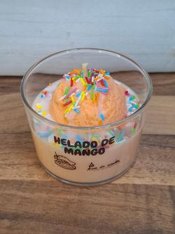 Velas Helado Artesanales | Cera de Soja 100% Natural | Limón, Mango, Frutos del Bosque y Chocolate