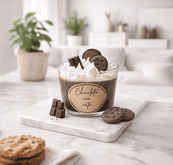 Vela artesanal “Chocolate con nata” en vaso de cristal