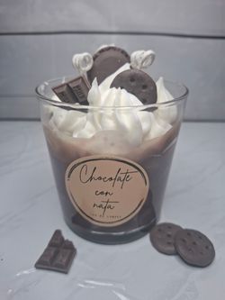 Vela artesanal “Chocolate con nata” en vaso de cristal