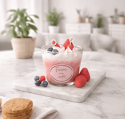 Vela “Fresas con nata" en vaso de cristal