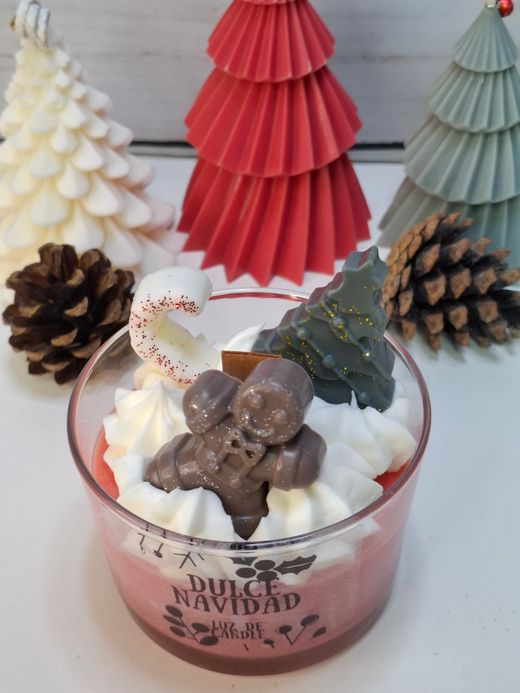 🎄 Vela navideña artesanal en vaso de cristal – cera de soja ecológica y aroma a marshmallow