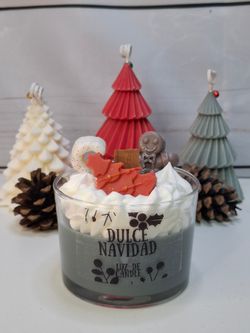 🎄 Vela navideña artesanal en vaso de cristal – cera de soja ecológica y aroma a marshmallow