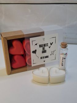 Wax Melts de Corazón Rojos con Aromas a Elegir + Velas de Té y Cerillas
